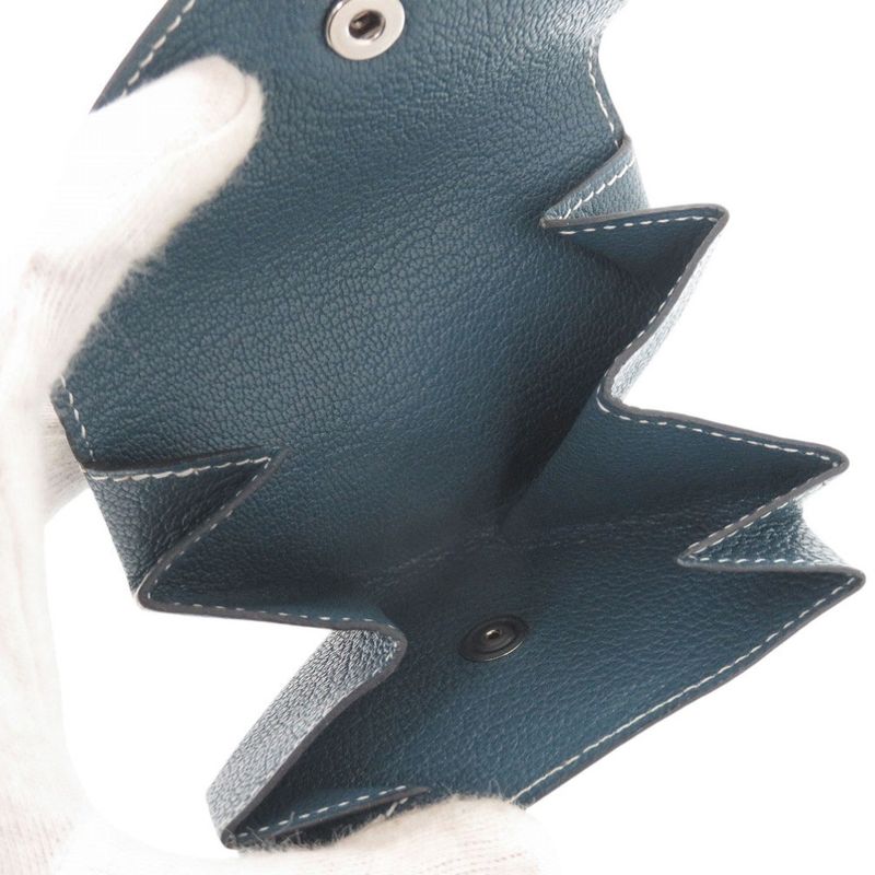 Hermes Le Vencatre Chèvre Silver Hardware Stamped □H (2004) Coin Case Blue 1208