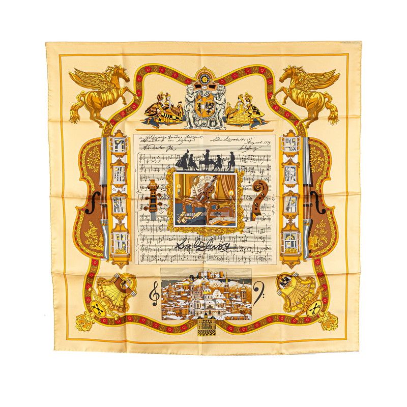 Hermes Carré 90 In Salzburg At Salzburg Yellow Multicolor Silk Ladies Hermes