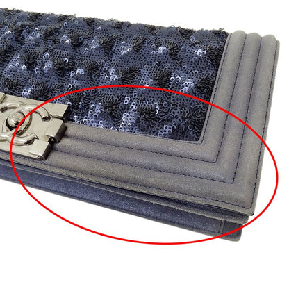 Chanel Bag Boy Chanel Ladies Brand Clutch Bag Second Bag Sequined Navy Silver