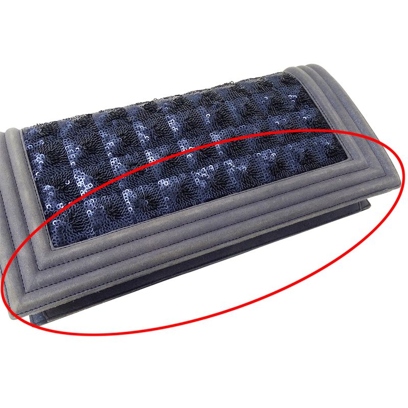 Chanel Bag Boy Chanel Ladies Brand Clutch Bag Second Bag Sequined Navy Silver