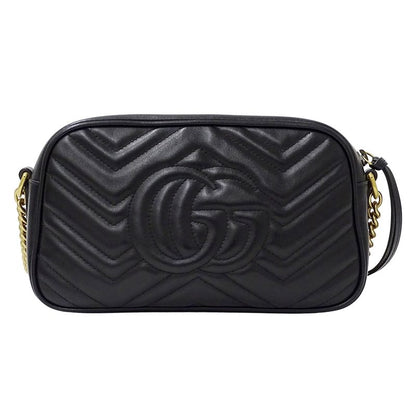 Gucci Bag Women's Brand Shoulder Bag GG Marmont Leather Black 447632 Quilted