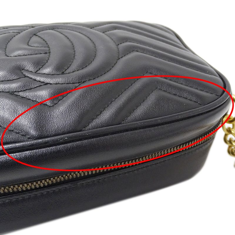 Gucci Bag Women's Brand Shoulder Bag GG Marmont Leather Black 447632 Quilted