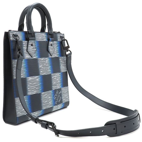 Louis Vuitton 2way Bag Sac Plastic Cross Leather Damierash Blue Gradient Black