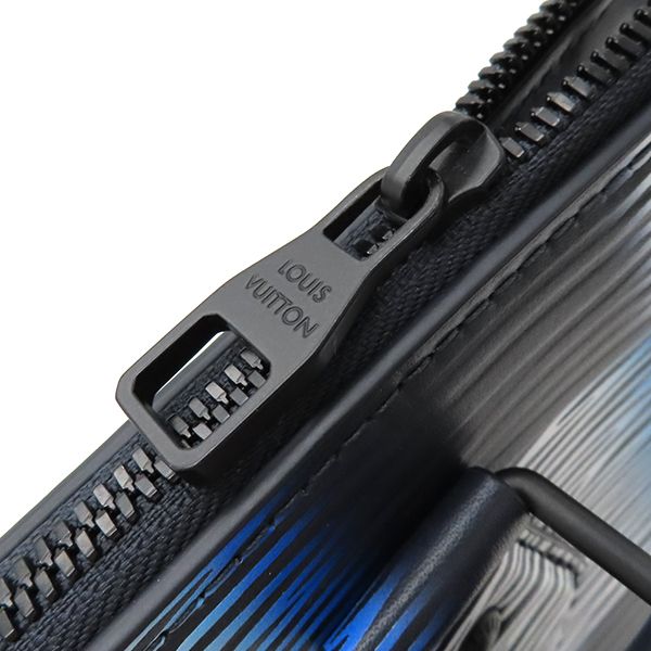 Louis Vuitton 2way Bag Sac Plastic Cross Leather Damierash Blue Gradient Black