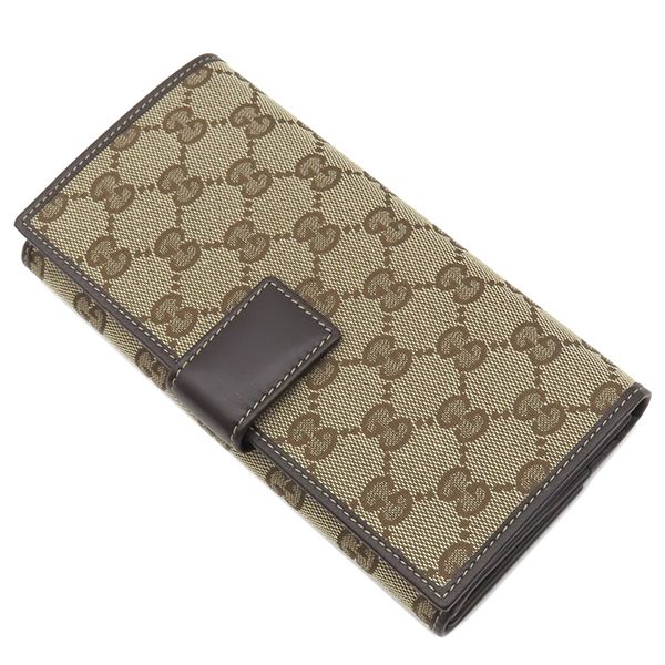Gucci Long Wallet Lovely Heart GG Canvas Beige and Ebony Gold Hardware Brown