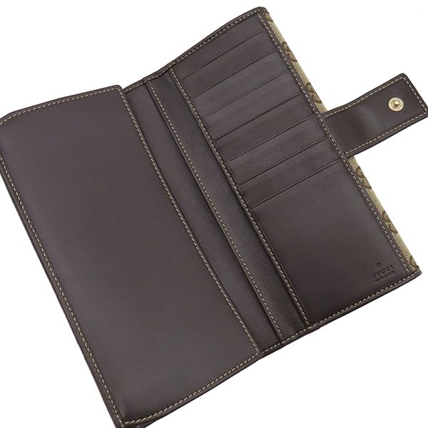 Gucci Long Wallet Lovely Heart GG Canvas Beige and Ebony Gold Hardware Brown