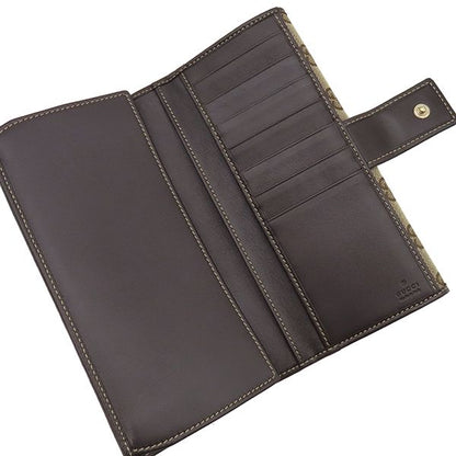 Gucci Long Wallet Lovely Heart GG Canvas Beige and Ebony Gold Hardware Brown
