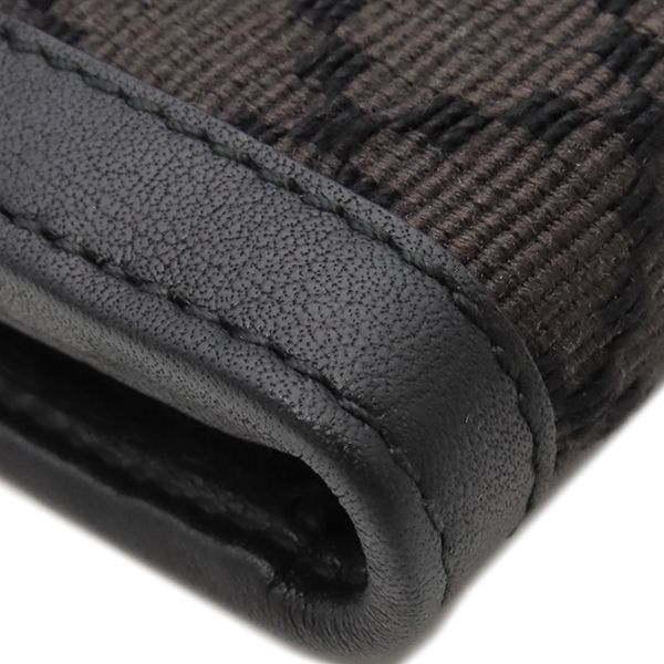 Gucci Long Wallet Diamante Fabric Leather Wool Black and Brown Gold Hardware