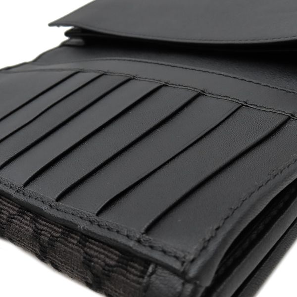 Gucci Long Wallet Diamante Fabric Leather Wool Black and Brown Gold Hardware