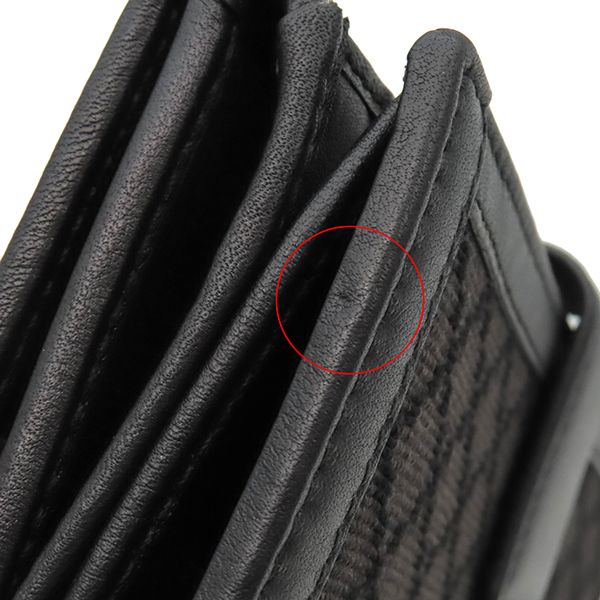 Gucci Long Wallet Diamante Fabric Leather Wool Black and Brown Gold Hardware