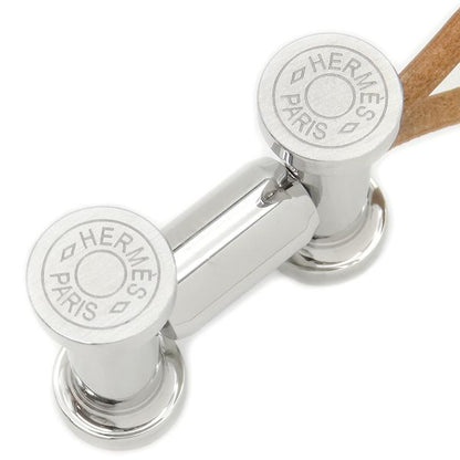 Hermes Key Holder Mobil H Metal Leather Silver and Brown Unused Charm [box