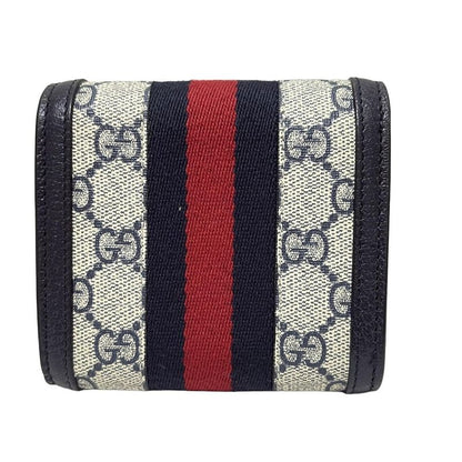 Gucci Bifold Wallet Ophidia 598662 Ivory X Dark Navy X Red Leather