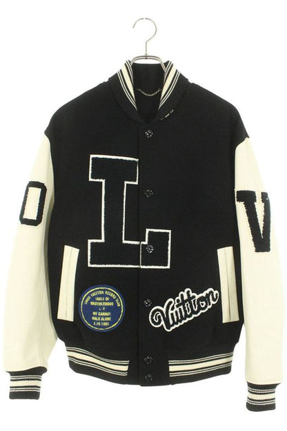 Louis Vuitton 19AW Hhl07ejnu Front Patch Sleeve Leather Jacket Men's 48