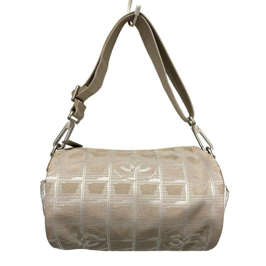 Chanel Shoulder Bag New Travel Line Beige Vintage Silver Hardware