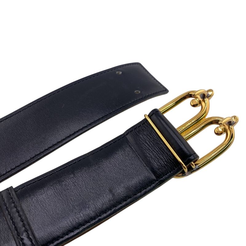 Hermes 1982 Chaine D'ancre Belt Brand Black Men's