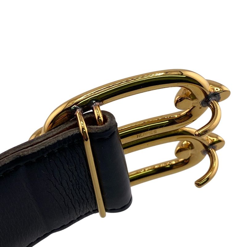 Hermes 1982 Chaine D'ancre Belt Brand Black Men's