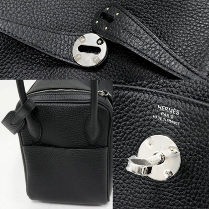 Hermes Shoulder Bag Handbag Lindy 26 Taurillon Cles Mance Black Palladium