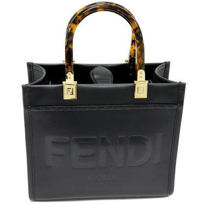 Fendi Handbag Shoulder Bag Sunshine Shopper Small Calf Black 2WAY 8bh394