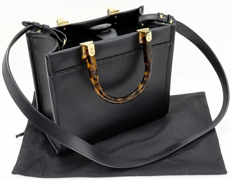 Fendi Handbag Shoulder Bag Sunshine Shopper Small Calf Black 2WAY 8bh394