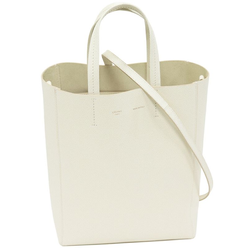Celine Hand Tote Shoulder Bag Vertical Cabas Small Grained Calfskin Ivory 2WAY