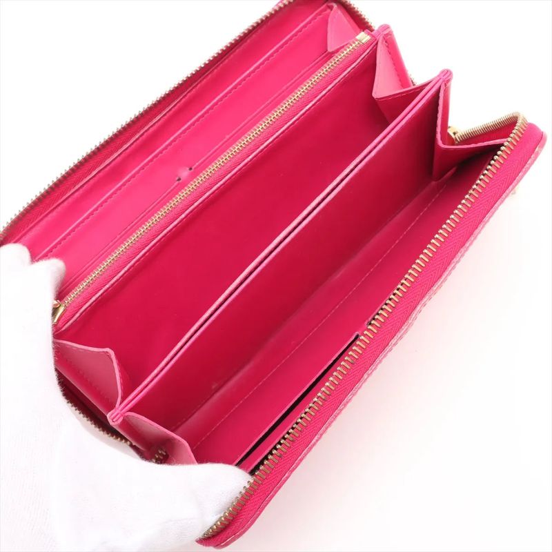 Louis Vuitton Vernis Ikat Flower Zippy Wallet M90019 Leather Long Wallet Round