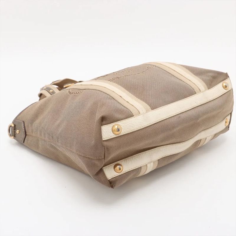 Prada Logo Jacquard 2WAY Tote Bag Crossbody Shoulder Beige Business Commute A4