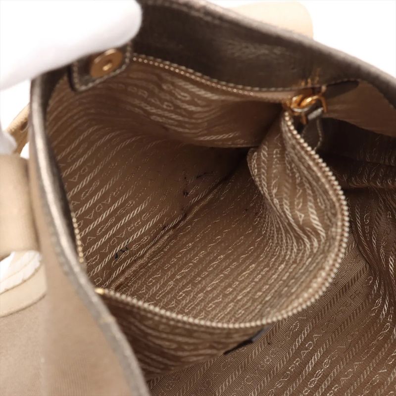 Prada Logo Jacquard 2WAY Tote Bag Crossbody Shoulder Beige Business Commute A4