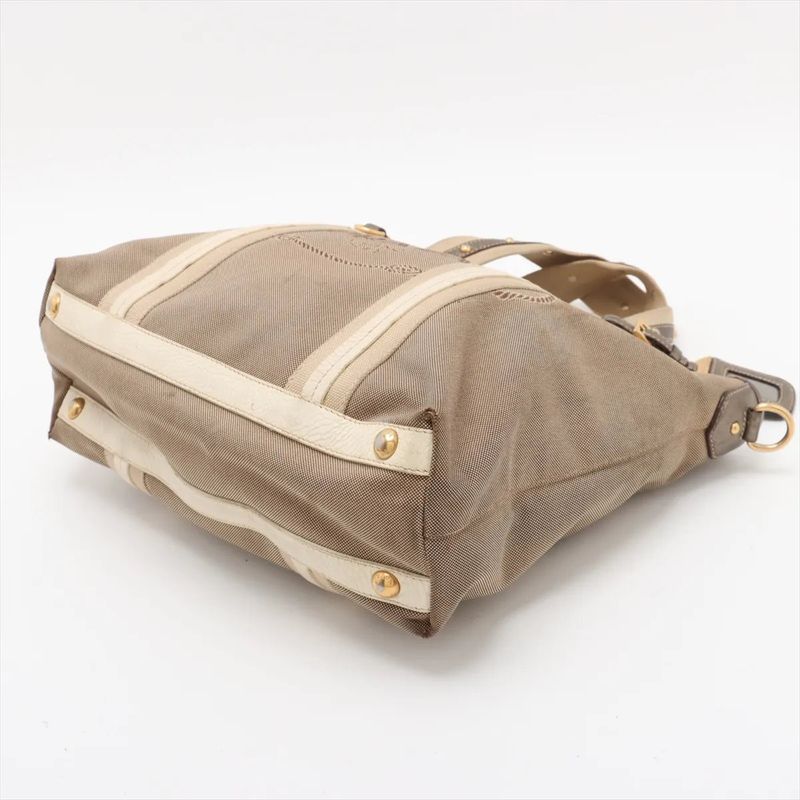 Prada Logo Jacquard 2WAY Tote Bag Crossbody Shoulder Beige Business Commute A4