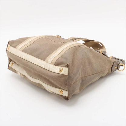 Prada Logo Jacquard 2WAY Tote Bag Crossbody Shoulder Beige Business Commute A4