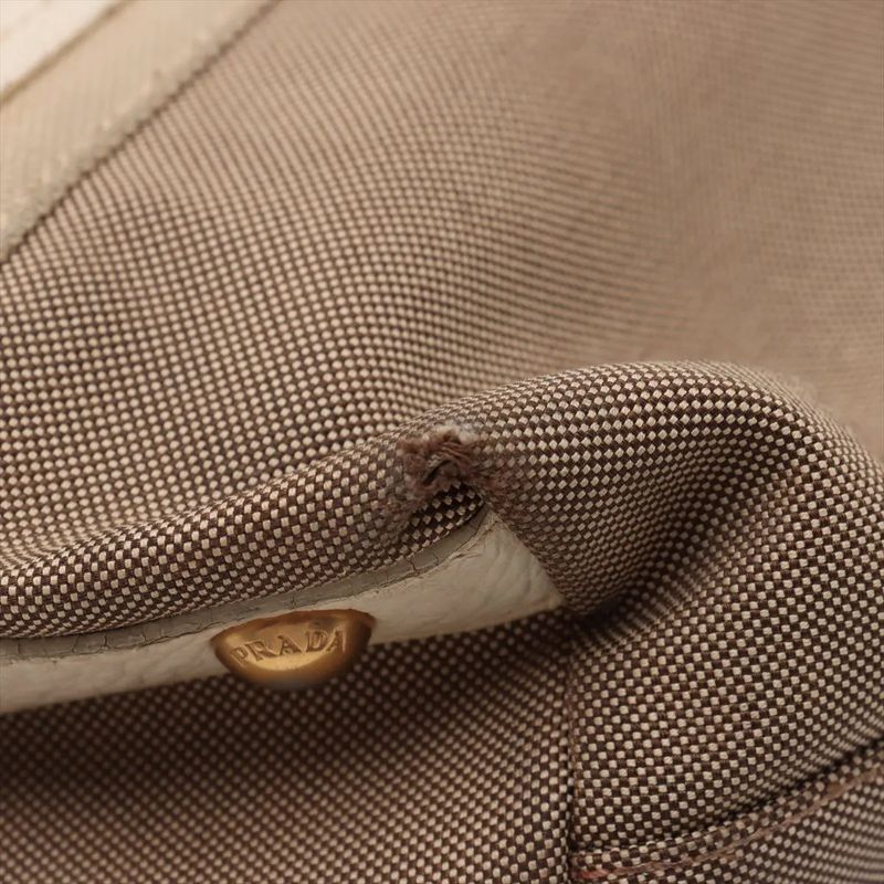Prada Logo Jacquard 2WAY Tote Bag Crossbody Shoulder Beige Business Commute A4