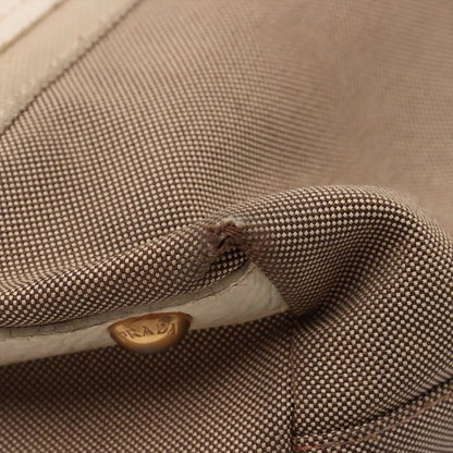 Prada Logo Jacquard 2WAY Tote Bag Crossbody Shoulder Beige Business Commute A4