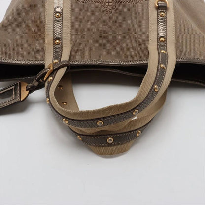 Prada Logo Jacquard 2WAY Tote Bag Crossbody Shoulder Beige Business Commute A4