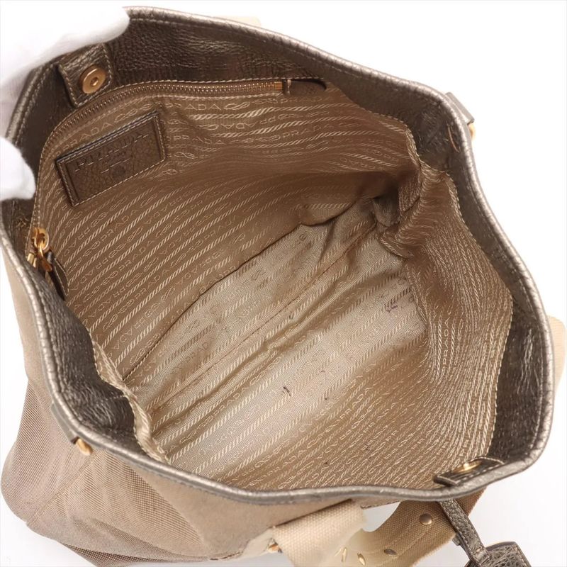 Prada Logo Jacquard 2WAY Tote Bag Crossbody Shoulder Beige Business Commute A4