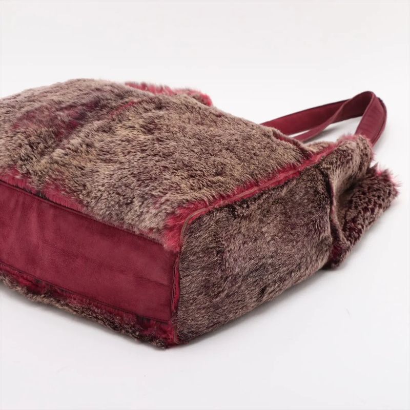 Chanel With Serial Seal 6062176 Coco Mark Rabbit Fur Tote Bag Shoulder Ladies