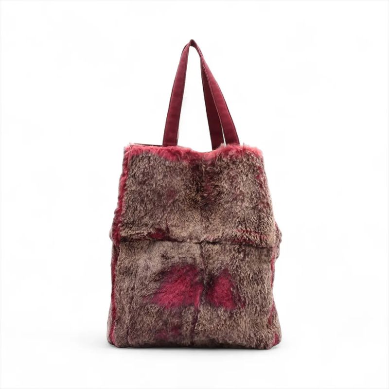 Chanel With Serial Seal 6062176 Coco Mark Rabbit Fur Tote Bag Shoulder Ladies