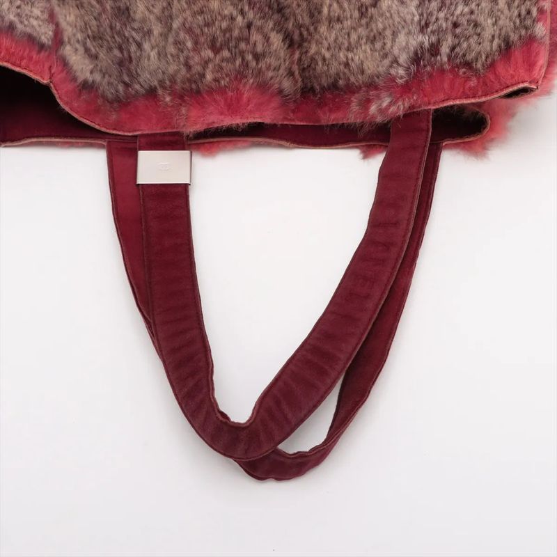 Chanel With Serial Seal 6062176 Coco Mark Rabbit Fur Tote Bag Shoulder Ladies