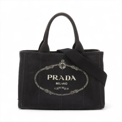 Prada Canapa Tote Bag Shoulder Hand Black Women's Brand MMM Cx51-7