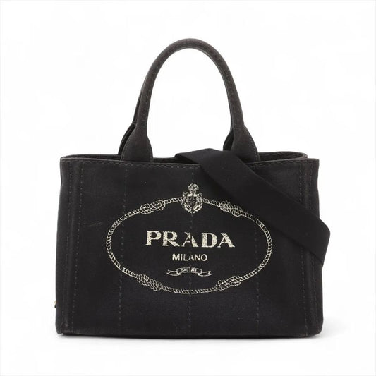 Prada Canapa Tote Bag Shoulder Hand Black Women's Brand MMM Cx51-7