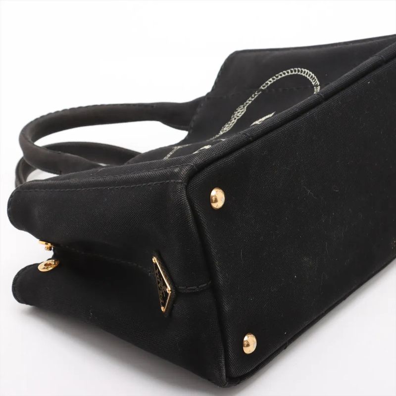 Prada Canapa Tote Bag Shoulder Hand Black Women's Brand MMM Cx51-7