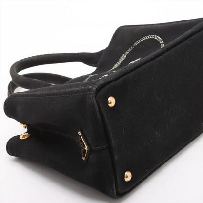 Prada Canapa Tote Bag Shoulder Hand Black Women's Brand MMM Cx51-7