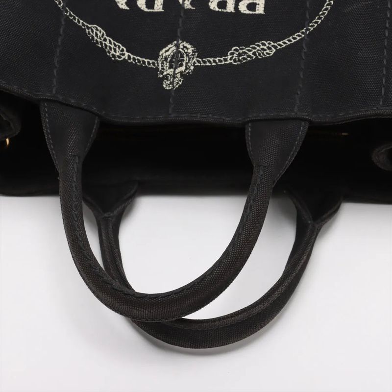 Prada Canapa Tote Bag Shoulder Hand Black Women's Brand MMM Cx51-7