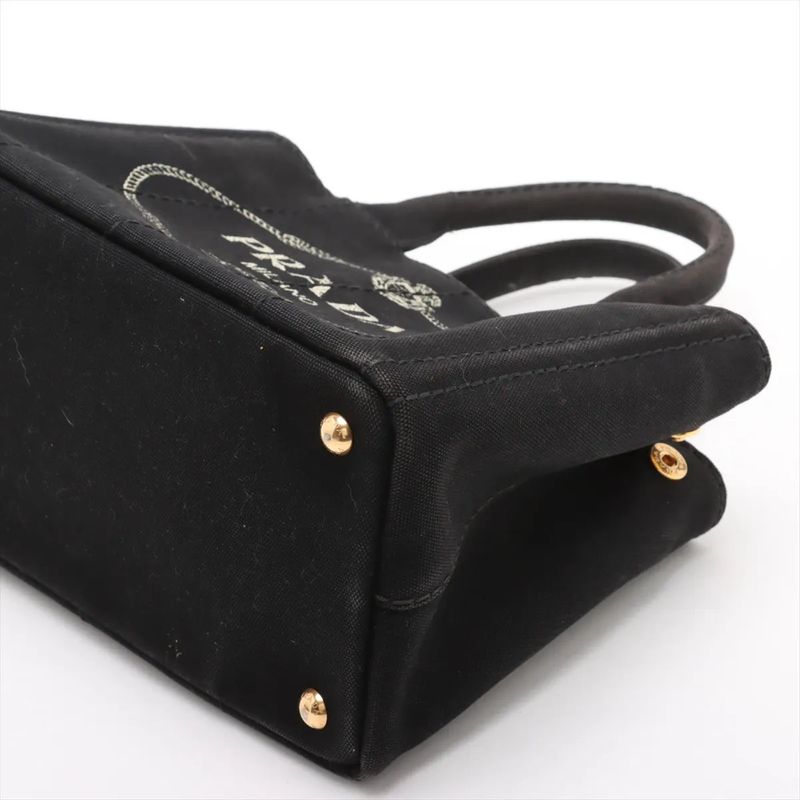 Prada Canapa Tote Bag Shoulder Hand Black Women's Brand MMM Cx51-7