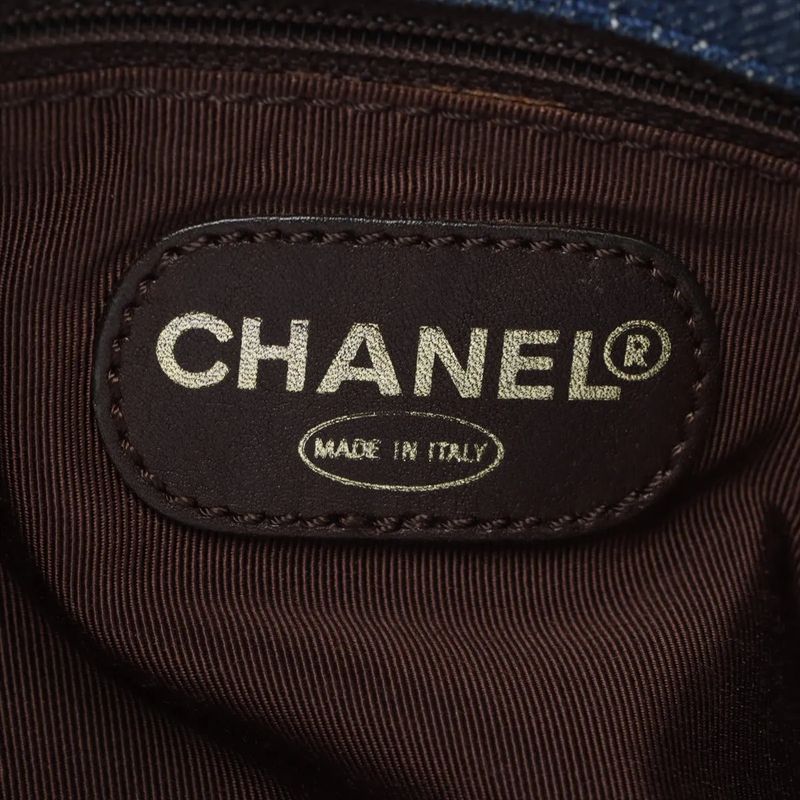 Chanel Authenticity / With Serial Seal Denim Coco Mark Leather Tote Bag