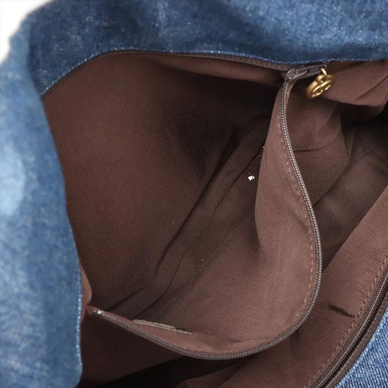 Chanel Authenticity / With Serial Seal Denim Coco Mark Leather Tote Bag