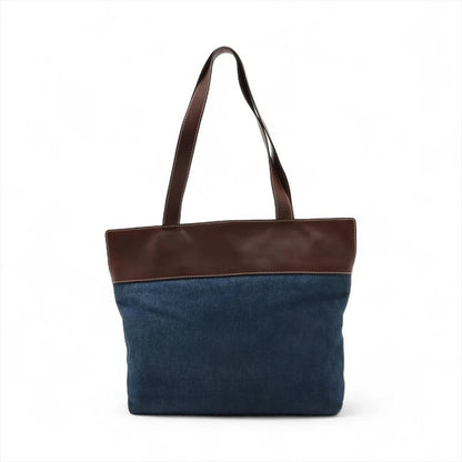 Chanel Authenticity / With Serial Seal Denim Coco Mark Leather Tote Bag