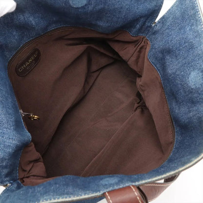 Chanel Authenticity / With Serial Seal Denim Coco Mark Leather Tote Bag