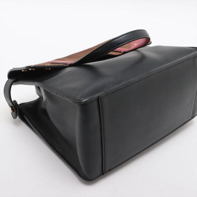 Fendi Flip Medium Leather 2WAY Handbag Crossbody Tote Shoulder Women's MMM