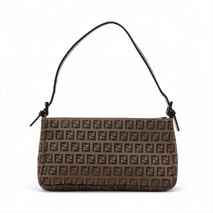 Fendi Zucchino Canvas Leather Shoulder Bag Shoulder Tote Hand Brown Women's MMM