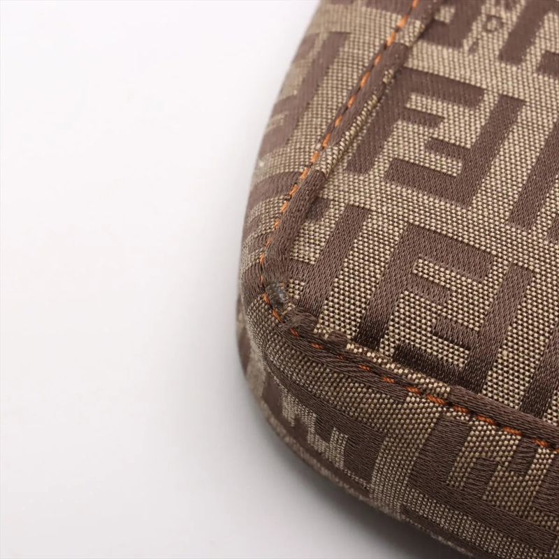 Fendi Zucchino Canvas Leather Shoulder Bag Shoulder Tote Hand Brown Women's MMM