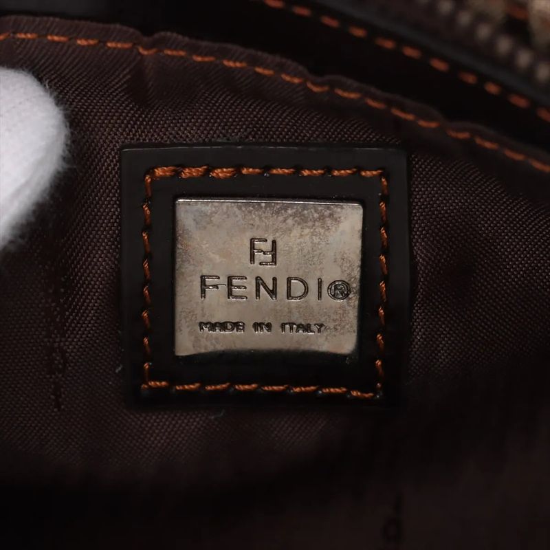 Fendi Zucchino Canvas Leather Shoulder Bag Shoulder Tote Hand Brown Women's MMM